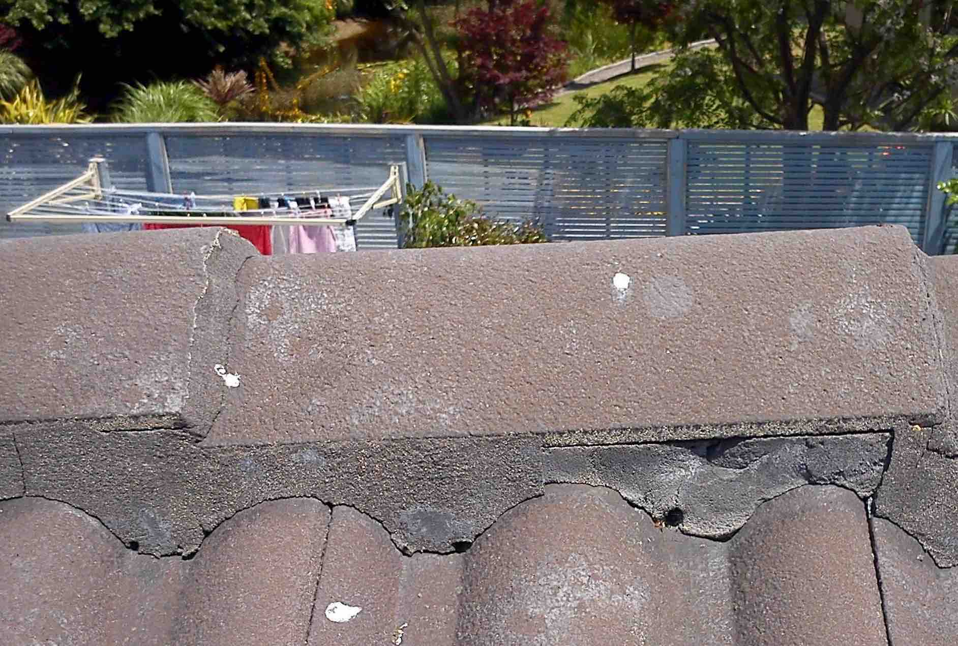 Damaged Concrete Tile Ridge