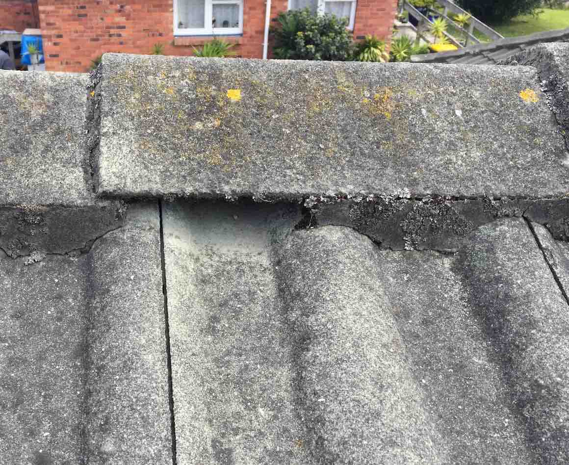 Damaged Concrete Tile Ridge